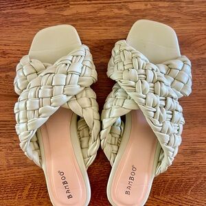 BAMBOO Light Green Braided Slide Sandals